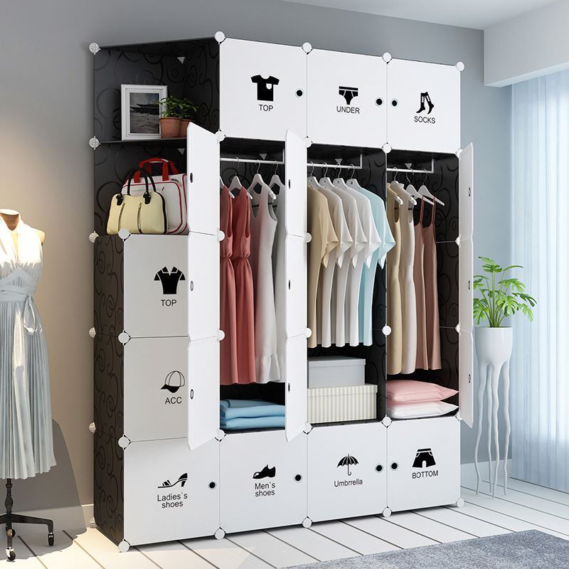 8 Tiers Utility Wardrobe Clothes Storage Organizer Cabinet Tower Stackable Shelves Holds 40 Pairs Of clothe