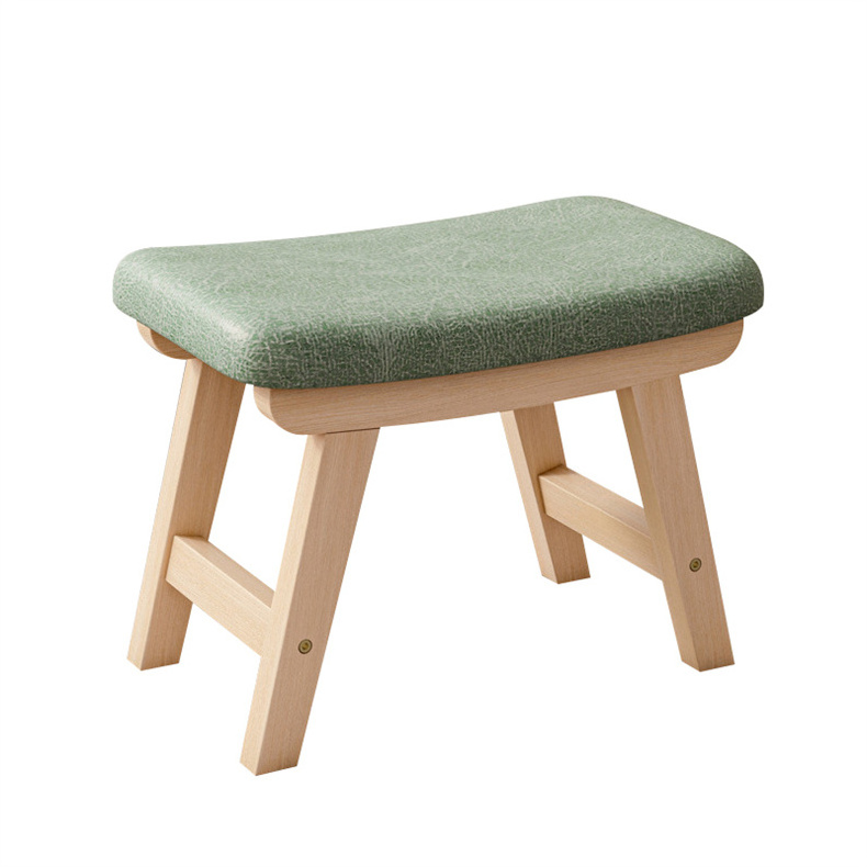 Home Luxury Seat Stool With Detachable Cover Ergonomic Modern Upholstered Small Bench Chair Solid Wood Sofa Footstool