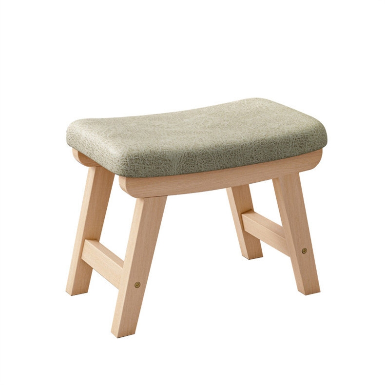 Home Luxury Seat Stool With Detachable Cover Ergonomic Modern Upholstered Small Bench Chair Solid Wood Sofa Footstool