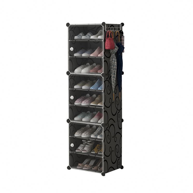 Plastic 9 Tier Shoe Storage Organizer Cabinet Shoe Cubby Free Standing Shoe Shelves