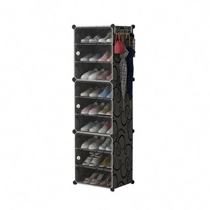 Plastic 9 Tier Shoe Storage Organizer Cabinet Shoe Cubby Free Standing Shoe Shelves