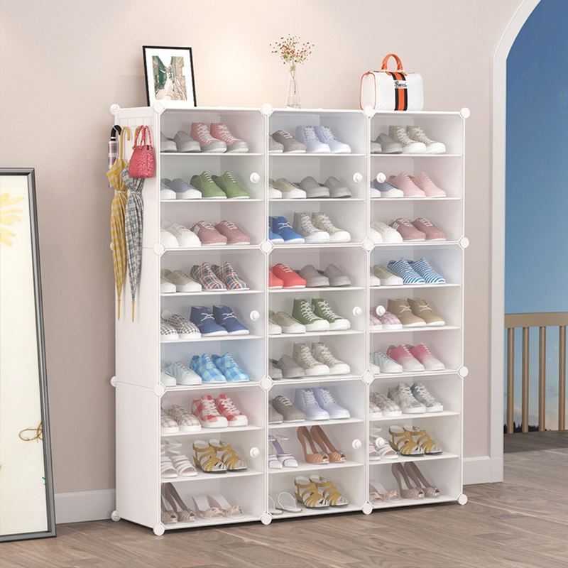 Plastic 9 Tier Shoe Storage Organizer Cabinet Shoe Cubby Free Standing Shoe Shelves