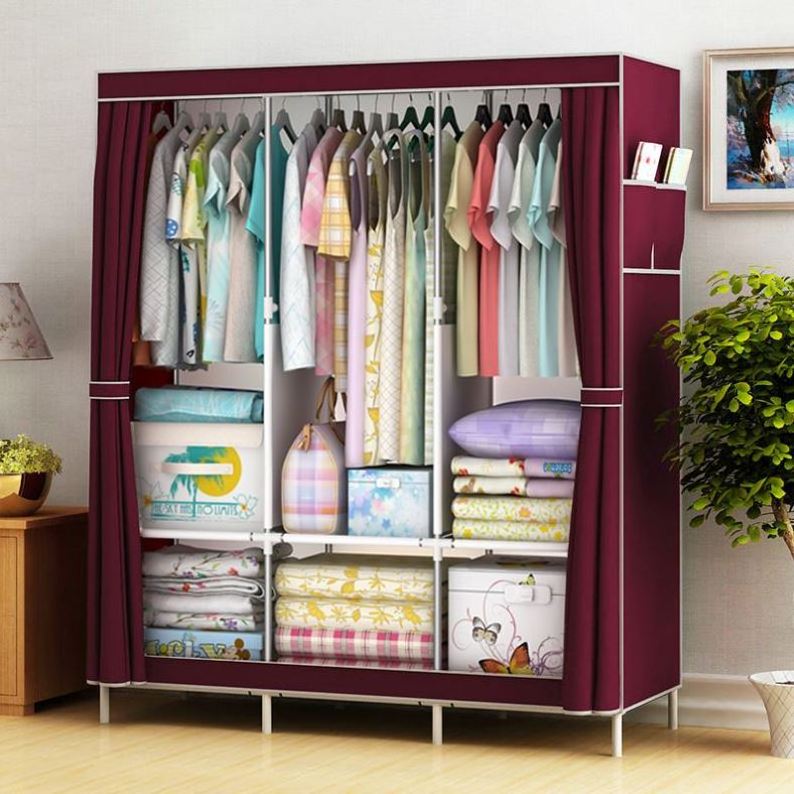 Ultra-Narrow Bedside Table Simple Modern Small Shelf Bedroom Simple Bedside Non-Woven Fabric Wardrobe