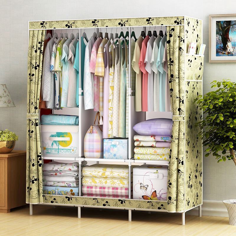 Cheap 6 Doors Wardrobe For Small Cute Wardrobe Designs Non-Woven Fabric Wardrobe Kids Armoire With Stickers