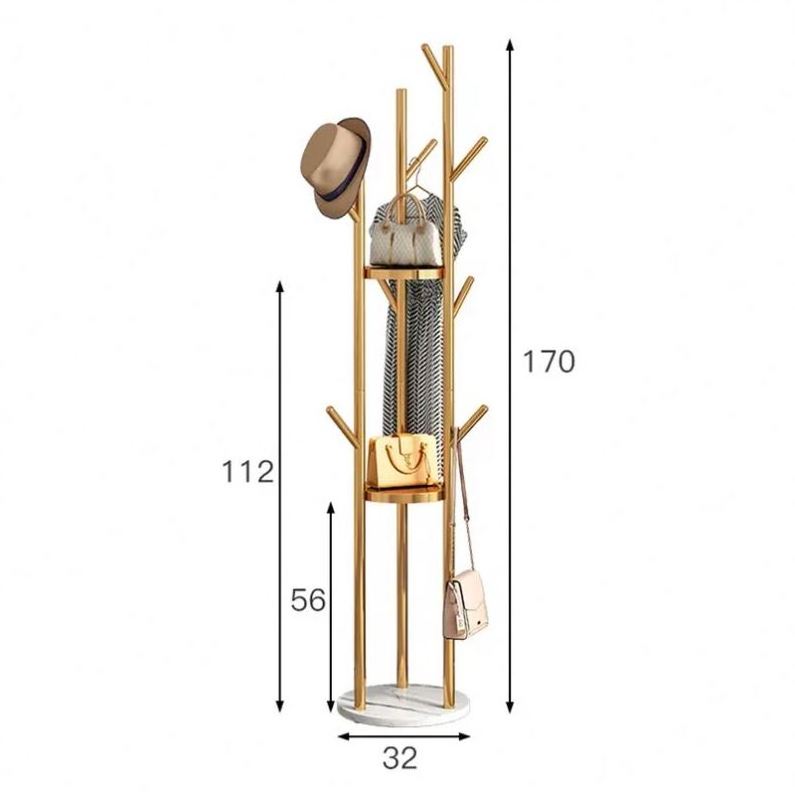 Coat Rack Freestanding Metal TreeCoat Rack Standing Adjustable Coat With 3 Sections 8 Coat Hooks