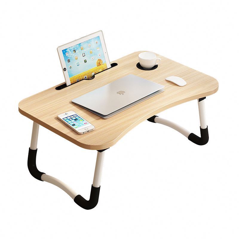 Custom Foldable Laptop Bed Table Lap Desk Stand Serving Tray Dining Table With Metal Legs Cup Slot Notebook Stand