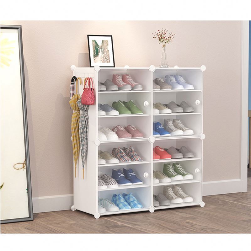 Reasonable Price Large Capacity Storage Organizer Dark Brown 2 Swing Doors Shoe Cabinet With 8 Shelves Durable Shoe Racks