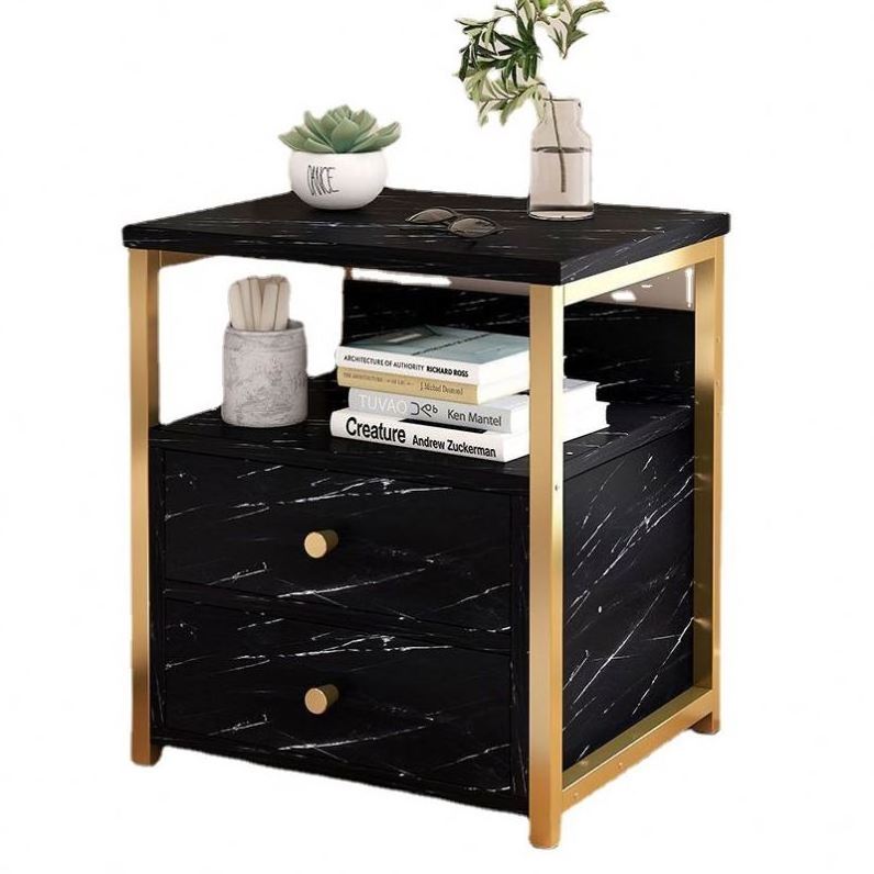 Top Nightstand Hidden Compartment Open Storage Shelf for Living Room Wood End Table