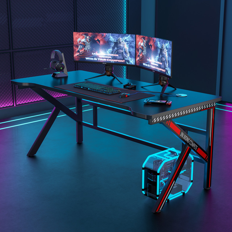 Adjustable Modern Gaming Table Pc Desktop Computer Mesa Gamer LED Racing Gaming Desk E-Sports Deak