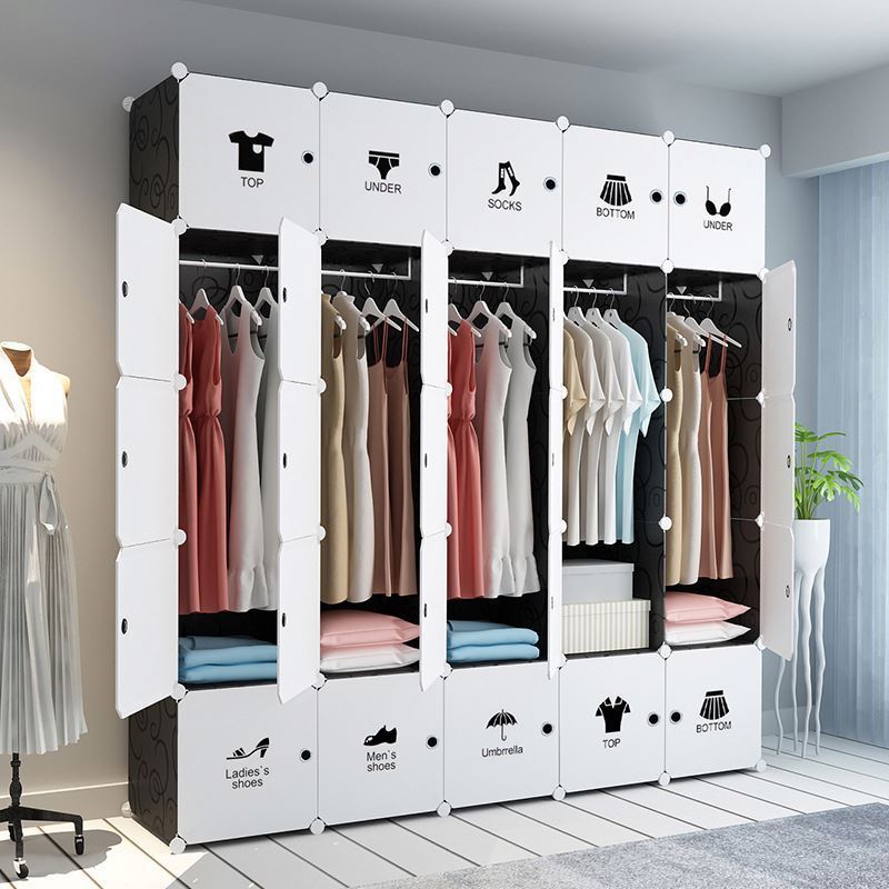 8 Tiers Utility Wardrobe Clothes Storage Organizer Cabinet Tower Stackable Shelves Holds 40 Pairs Of clothe