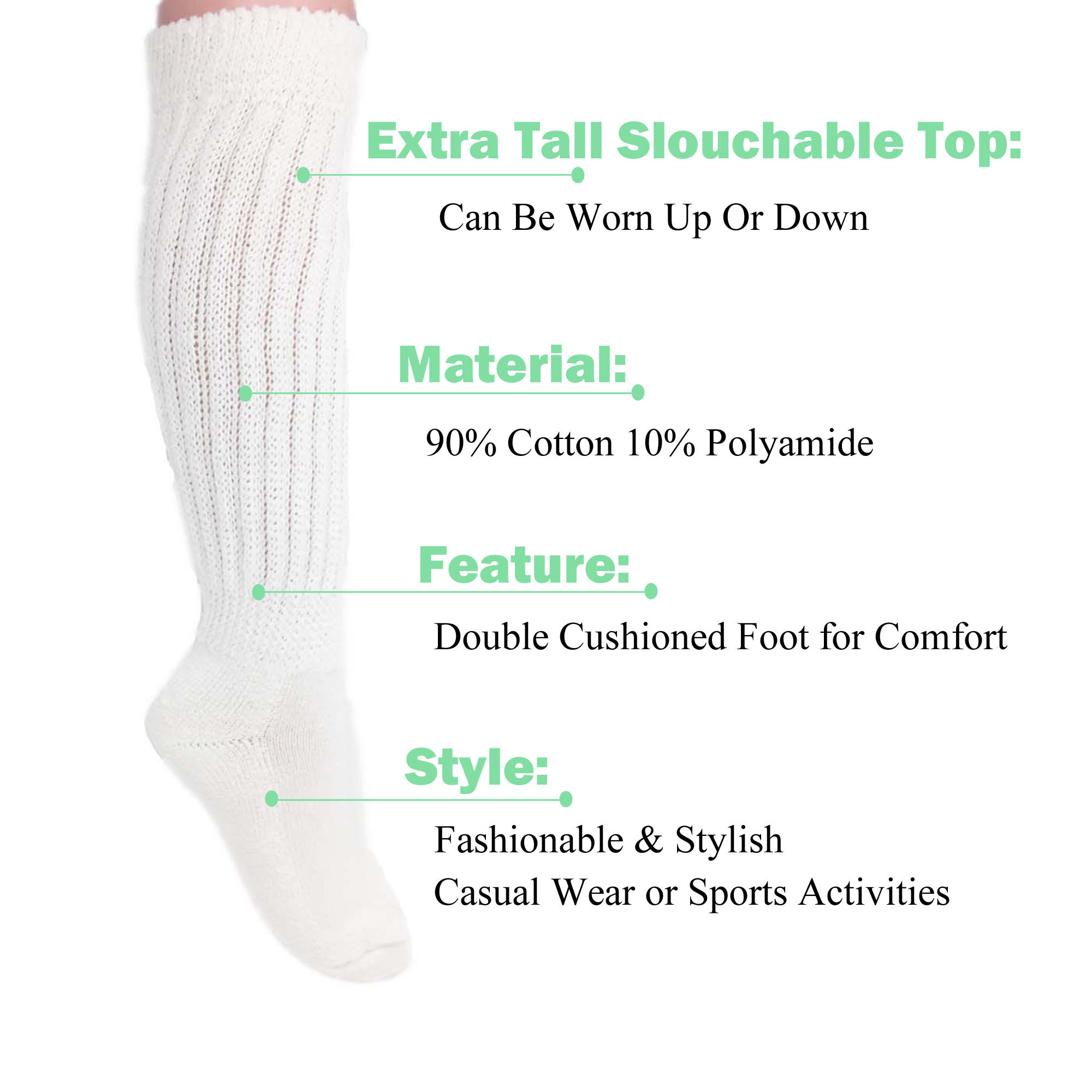 Popular custom design long slouch socks for women