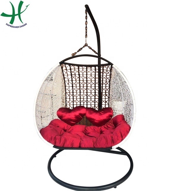 Poly Rattan Swing with Cushion for Outdoor Hanging Chair