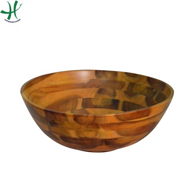 Wooden rubber bowl / Vietnam wooden bowl/ Serving salad bowl for kitchenware dinnerware (TH 3193)