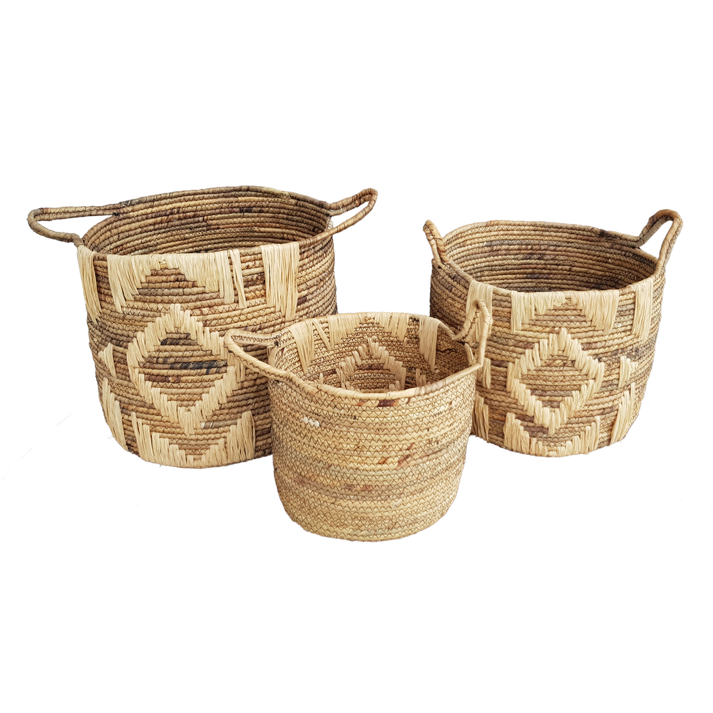 new trend water hyacinth embroidery grass plant pot with handle high quality cheap price natural material plants pot in Vietnam