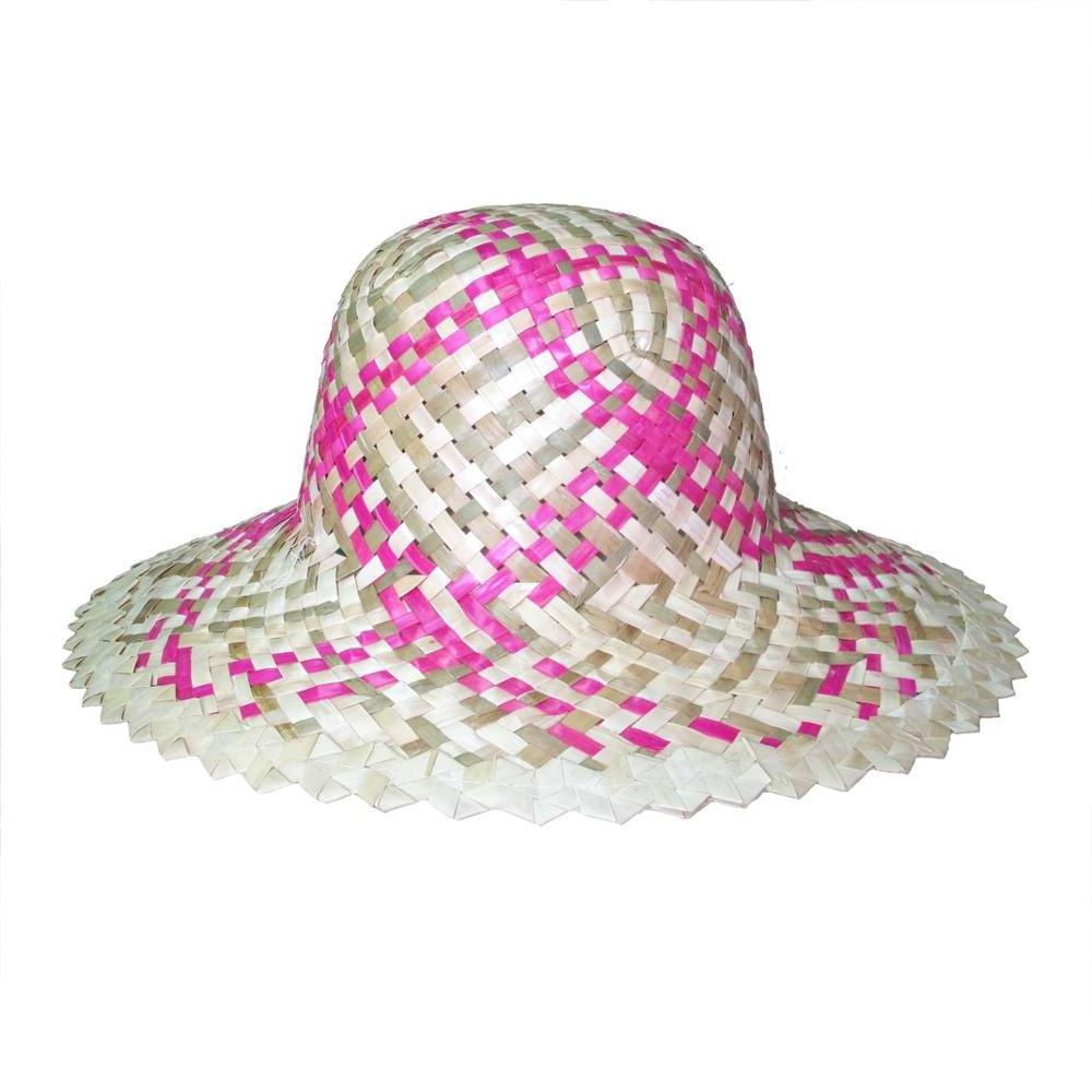 Natural palm leaf hat pink cowboy hats made in Vietnam for lady fashion beach hats