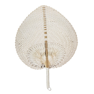 HAPRO Customize Viet Nam Bamboo Craft Weave Hand Fan Heart Handwoven Personalized Palm Hand Fans Rattan Raffia Fan