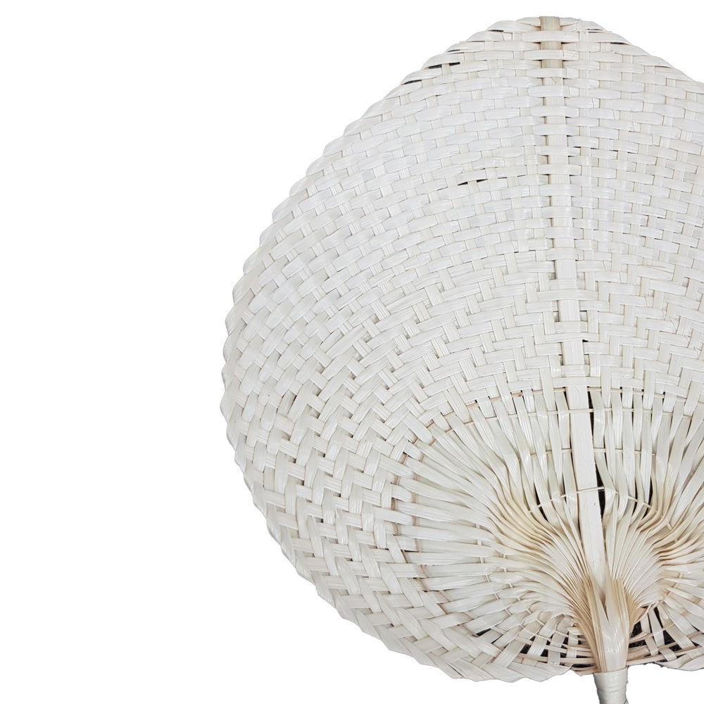 HAPRO Customize Viet Nam Bamboo Craft Weave Hand Fan Heart Handwoven Personalized Palm Hand Fans Rattan Raffia Fan