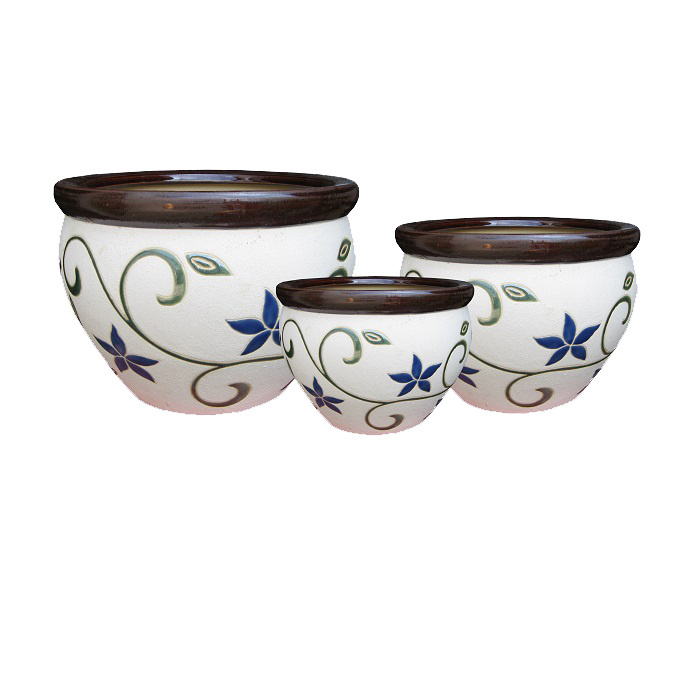 Ceramic pot, set of 3 made in Vietnam Flower Pots & Planters plants pots large size planter outdoor Flower Bucket