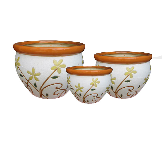 Ceramic pot, set of 3 made in Vietnam Flower Pots & Planters plants pots large size planter outdoor Flower Bucket