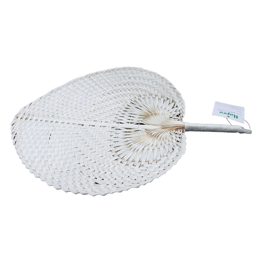 HAPRO Customize Viet Nam Bamboo Craft Weave Hand Fan Heart Handwoven Personalized Palm Hand Fans Rattan Raffia Fan