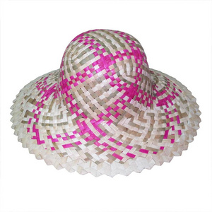 Natural palm leaf hat pink cowboy hats made in Vietnam for lady fashion beach hats