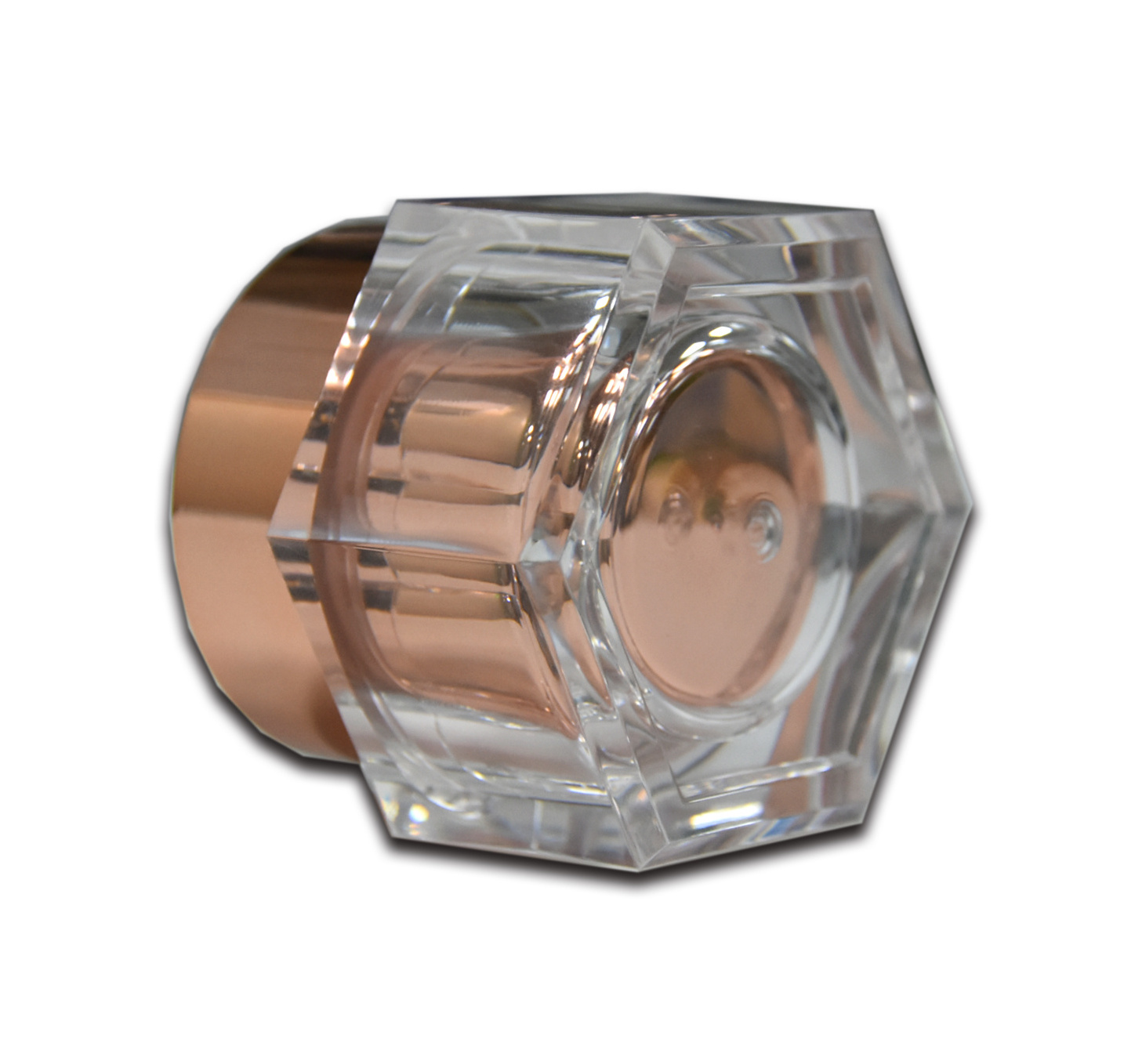 Screw Cap Square Jar Rose Gold Double Wall Empty Plastic 50ml 50g Acrylic Skin Care Cream Cosmetic,personal Care Hexagon OEM,ODM