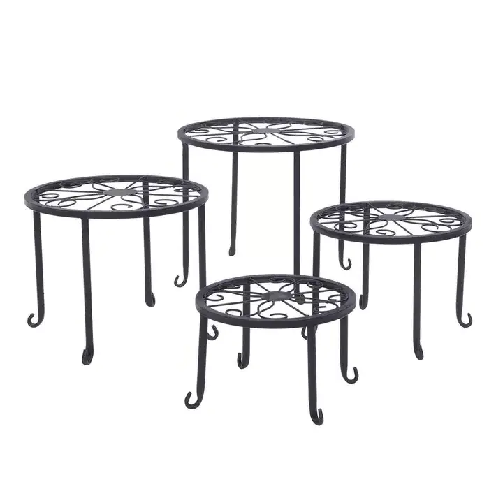 Matt Black Powder Coated Metal Flower Planter rack for Garden Indoor & Outdoor Farmhouse Decoration Floor Plant stand