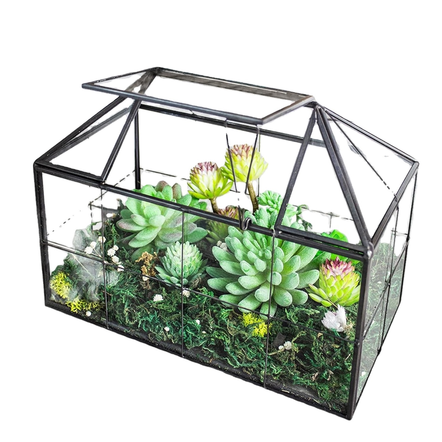 Brass Metal Mini Green House In For Garden And Outdoor In Antique Metal Terrarium In Glass And Brass With Antique Finished