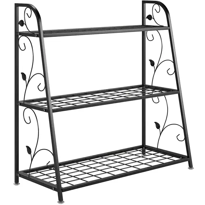 Matt Black Powder Coated Metal Flower Planter rack for Garden Indoor & Outdoor Farmhouse Decoration Floor Plant stand