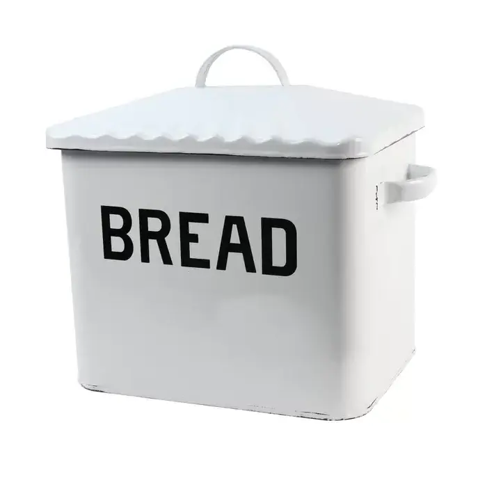 Bread Box New rectangle Bread Box And Bins For Kitchen Accessories New Look Bread Box white coated 304 Metal Bin in low price