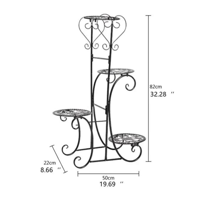 Matt Black Powder Coated Metal Flower Planter rack for Garden Indoor & Outdoor Farmhouse Decoration Floor Plant stand