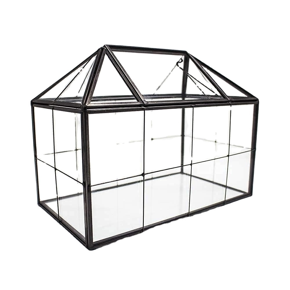 Brass Metal Mini Green House In For Garden And Outdoor In Antique Metal Terrarium In Glass And Brass With Antique Finished