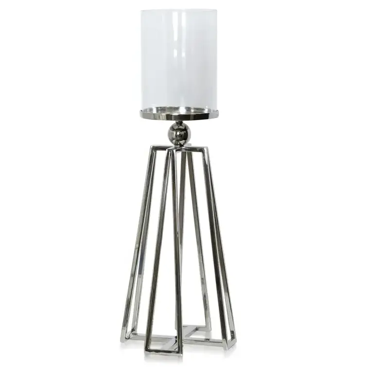 Nordic Taper Silver Metal hammered Hurricane Candle Holder/ Pillar Stand Decorative Christmas Unique Wedding Table Centerpieces