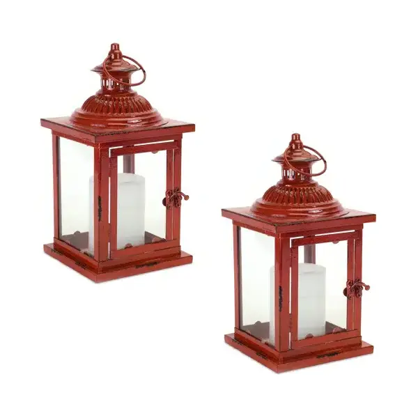 Red Coated Kersene Hanging Metal Lamp Lantern High Quality Modern Style Hanging Lantern Elegant For Home Hotel Decor Usage