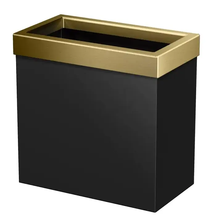 Multi Functional Trash Bin full black coated Hotel Bar /Cafe Usage Garbage Storage Dust Bin For Sustainable Metal Trash Bin Can