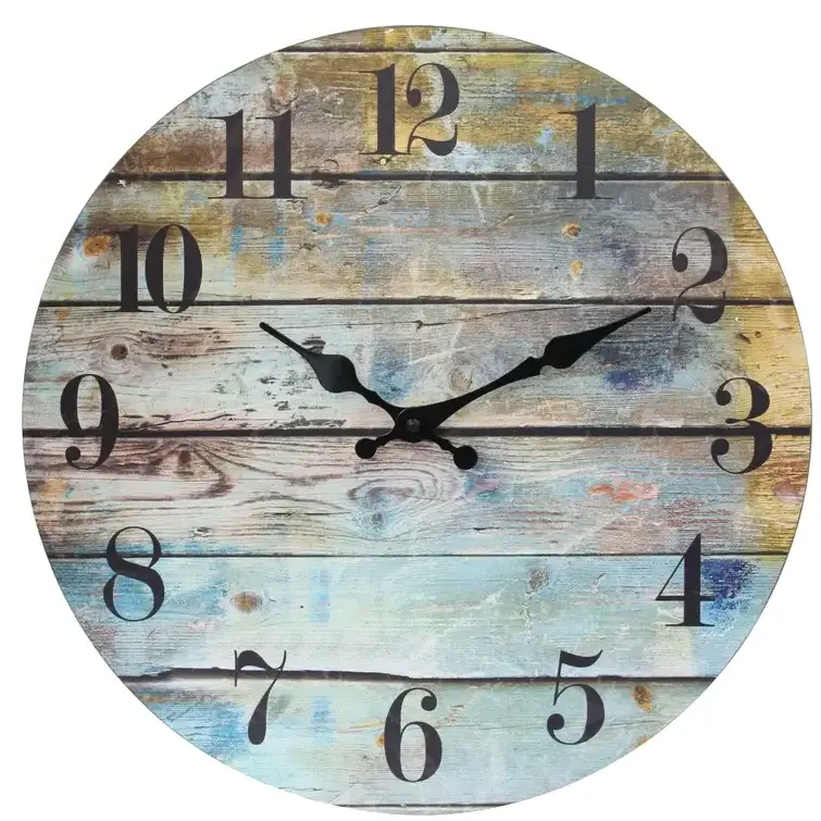 Artist design 18 inch round metal wall clock with glass UV printing for living room decoration wall clock for home decor