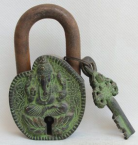 Antique Cast Iron Lock with Key Old Fashion Lock and Key- Old Trunk Lock Fully Functioning Vintage Style Padlock Antique Bronze