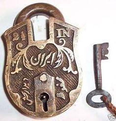 Antique Cast Iron Lock with Key Old Fashion Lock and Key- Old Trunk Lock Fully Functioning Vintage Style Padlock Antique Bronze