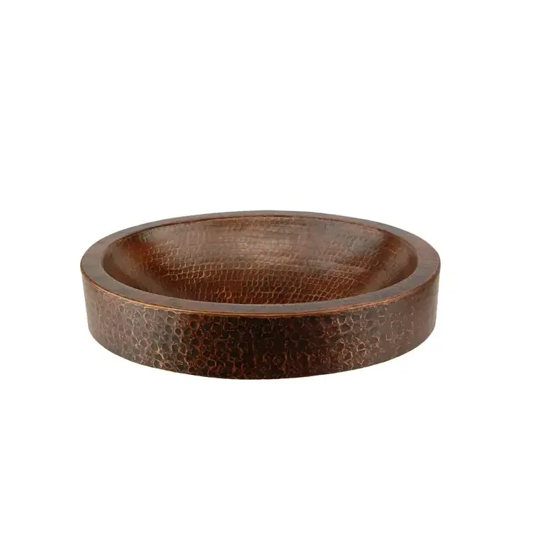 Handmade Embossed Round Antique Copper Wash Basin Copper Basin Elegant For Hotel Villas Resort Bathroom Usage In Wholesale Price