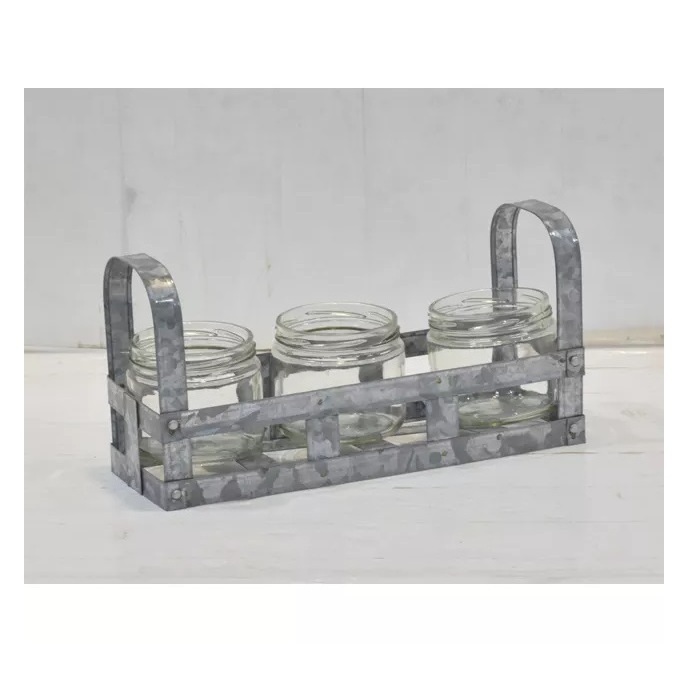 Galvanized Orund Shaped Caddy holder With metal handle New Design metal Utensils Caddy For kitchen Accessories New Meta caddy