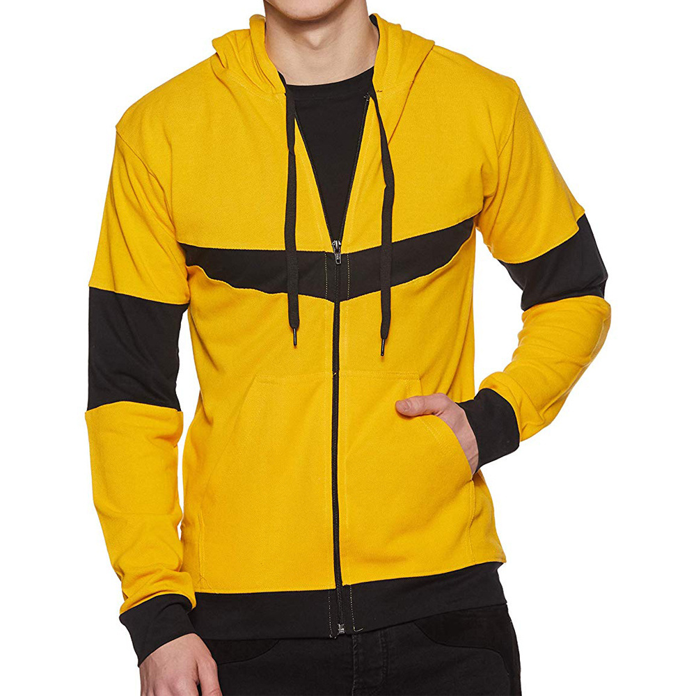 Fashion street style hoodies custom made logo men two color block hoodies