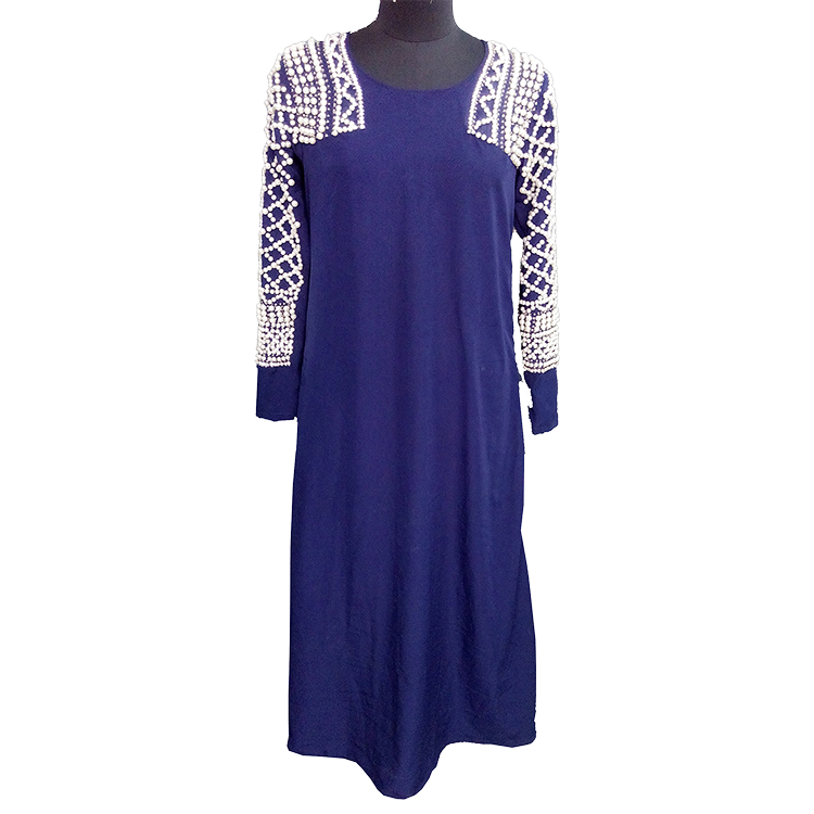 Hand Sewing Pearl Beaded Abaya in Crepe or Georgette or Eco-friendly Bamboo Woven Fabric in Latest Design for Women