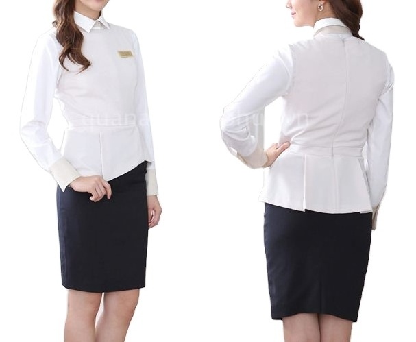 Super Quality Waitress Receptionist Uniforms Hotel Housekeeping Uniform Chef Kitchen dress Long Sleeve Double Breasted