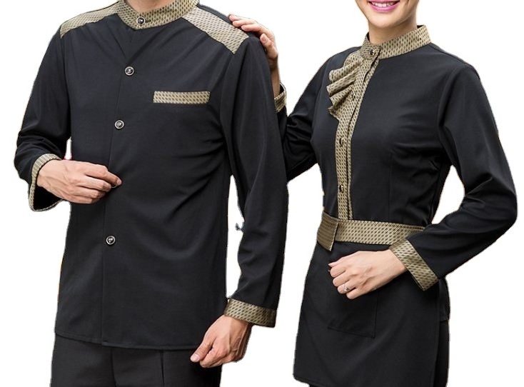 Super Quality Waitress Receptionist Uniforms Hotel Housekeeping Uniform Chef Kitchen dress Long Sleeve Double Breasted