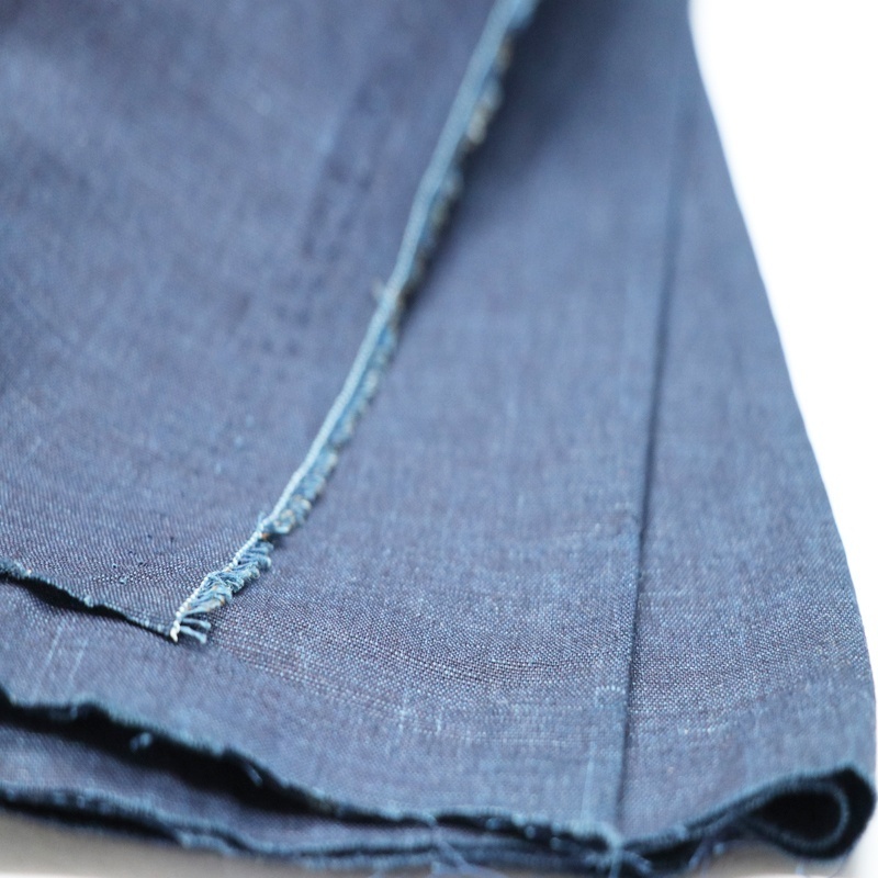 blue washed Indigo fabric with 100% Natural fiber yarn dyed linen cotton jean fabric