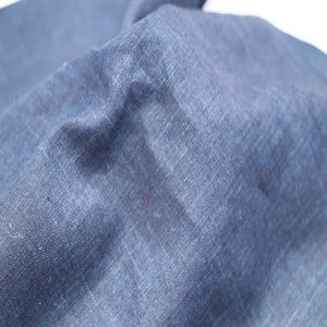 blue washed Indigo fabric with 100% Natural fiber yarn dyed linen cotton jean fabric