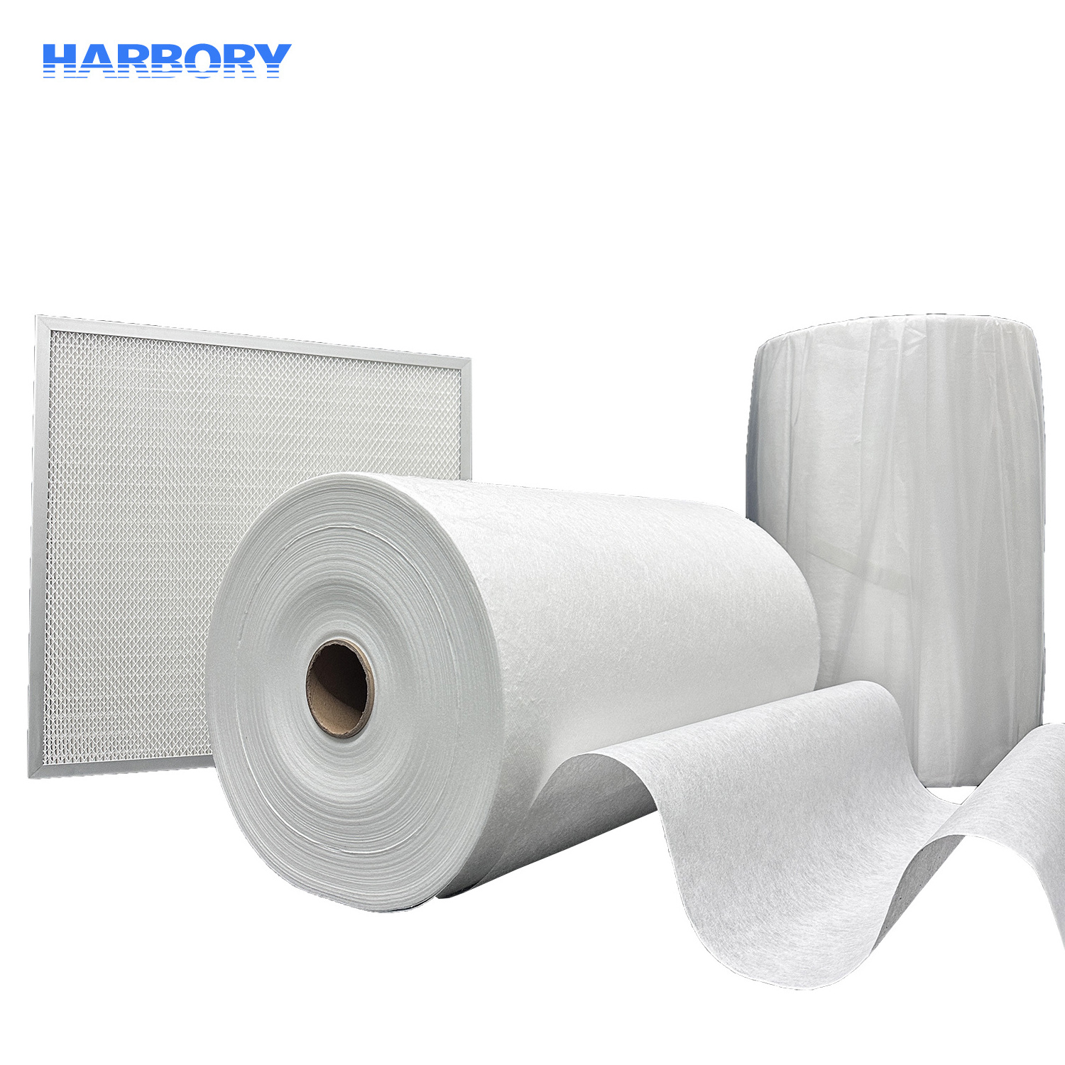 ASHRAE Air Filter Material Roll Industrial Fiberglass Pocket Filter Media PP HEPA Glass Fiber Air Filter Media Roll