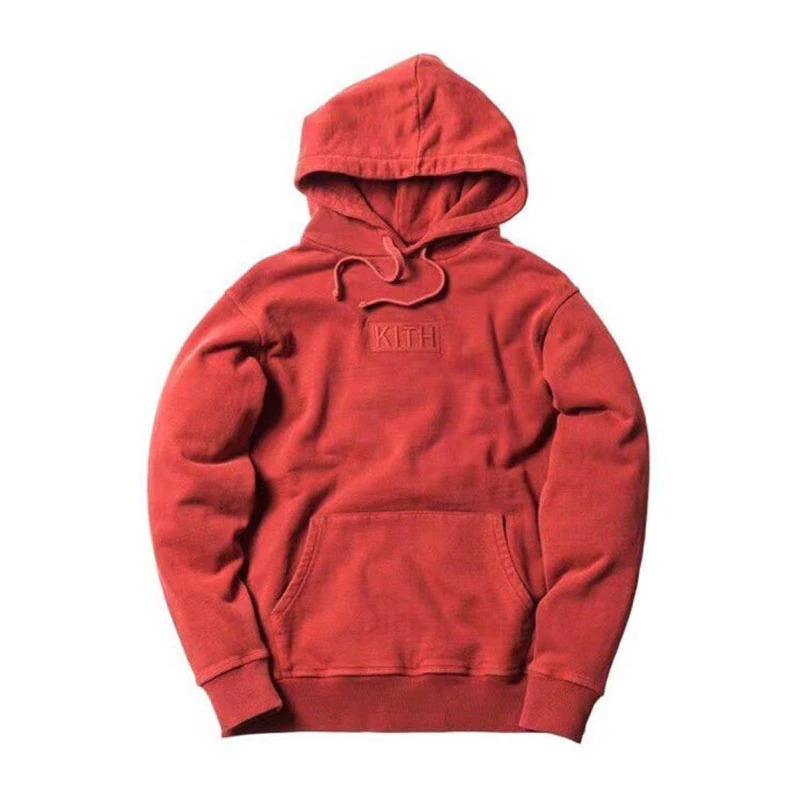 Best Selling High Quality Thick Kith Box Logo Hoodie Men Women Embroidery Black Red Pink KITH Sweatshirts Casual Loose Pullover