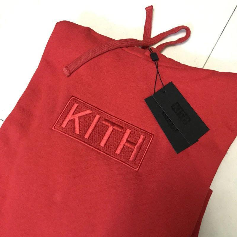 Best Selling High Quality Thick Kith Box Logo Hoodie Men Women Embroidery Black Red Pink KITH Sweatshirts Casual Loose Pullover