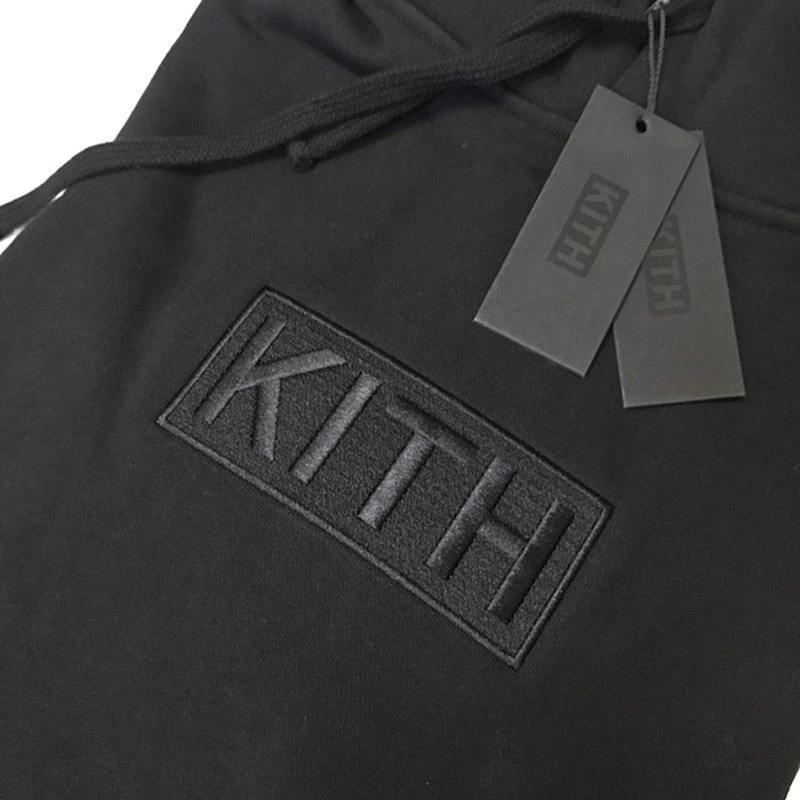 Best Selling High Quality Thick Kith Box Logo Hoodie Men Women Embroidery Black Red Pink KITH Sweatshirts Casual Loose Pullover